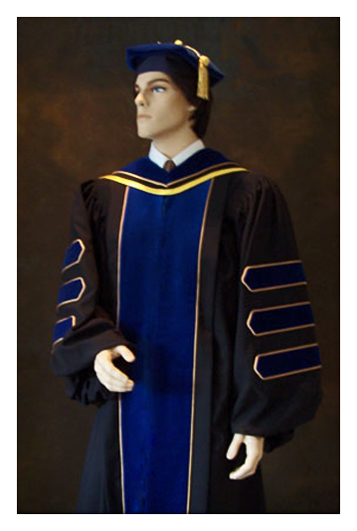 phd gown with gold piping